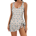 Baha Ranch Turquoise Longhorn Skirted Swimsuit