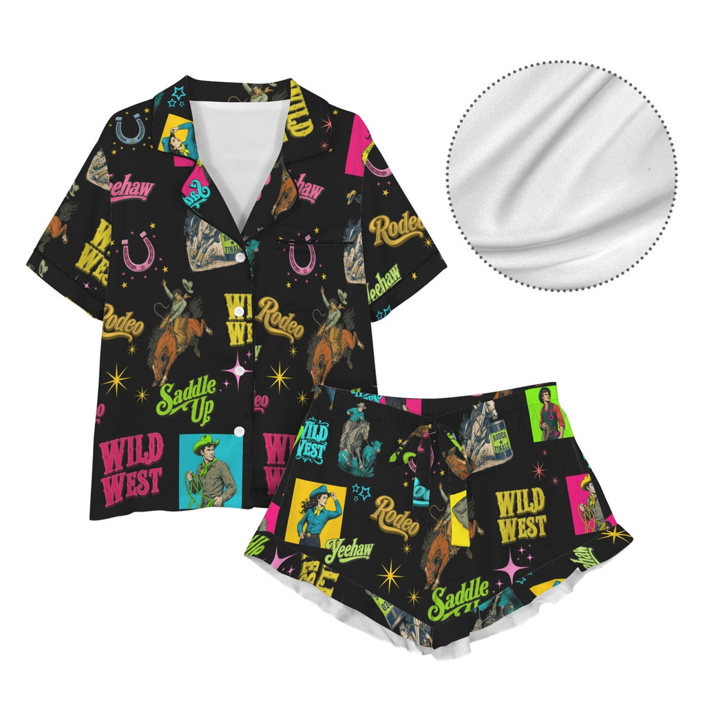 Baha Ranch The Last Roundup Western Rodeo Satin Pajama Set