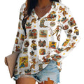 Baha Ranch Vintage Cowgirl Collage Western Print Long Sleeve Top
