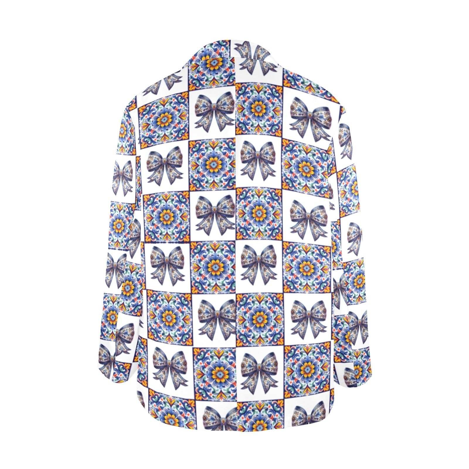 Baha Ranch Blue Bow Talavera Floral Blazer