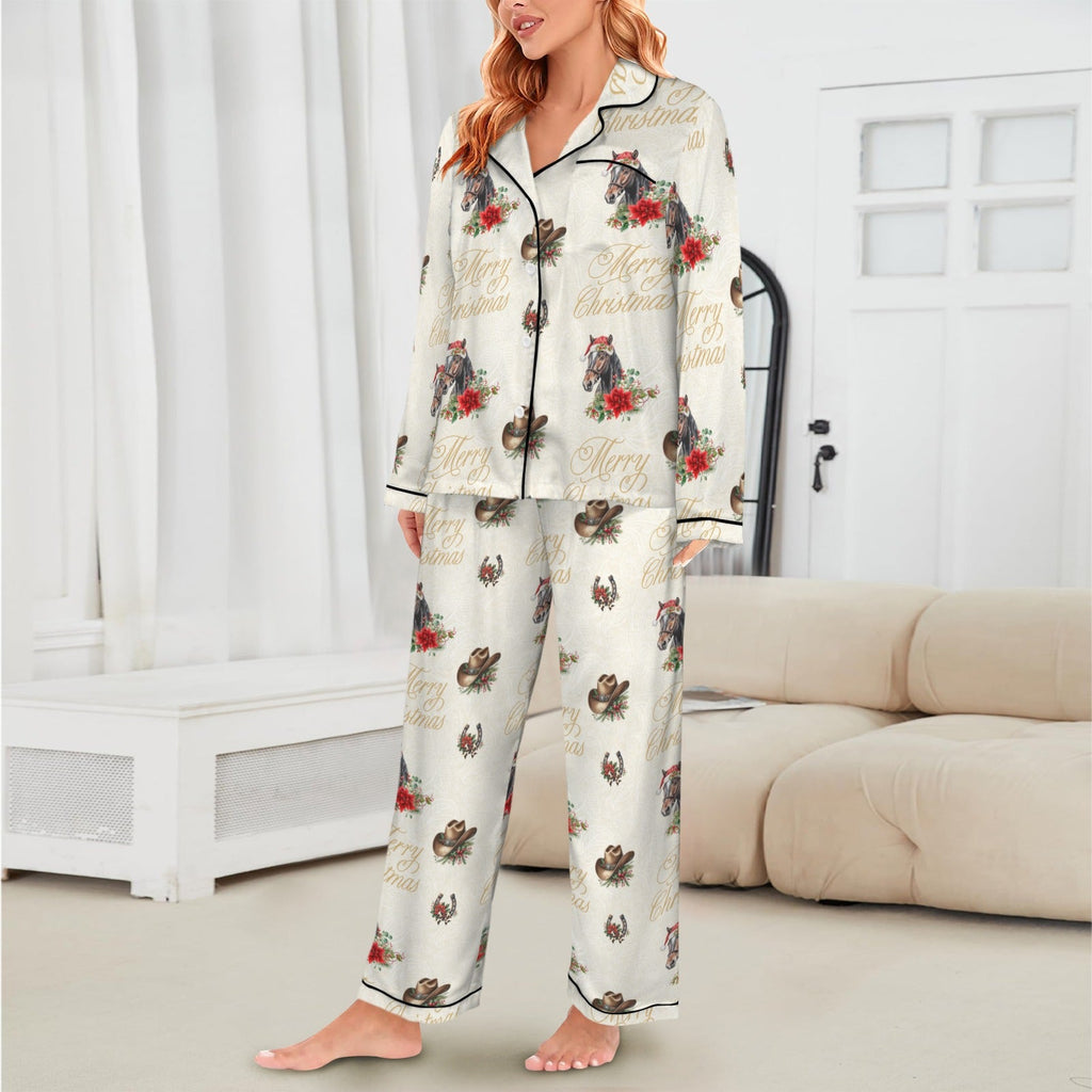 Baha Ranch Christmas Horses Satin Western Pajamas
