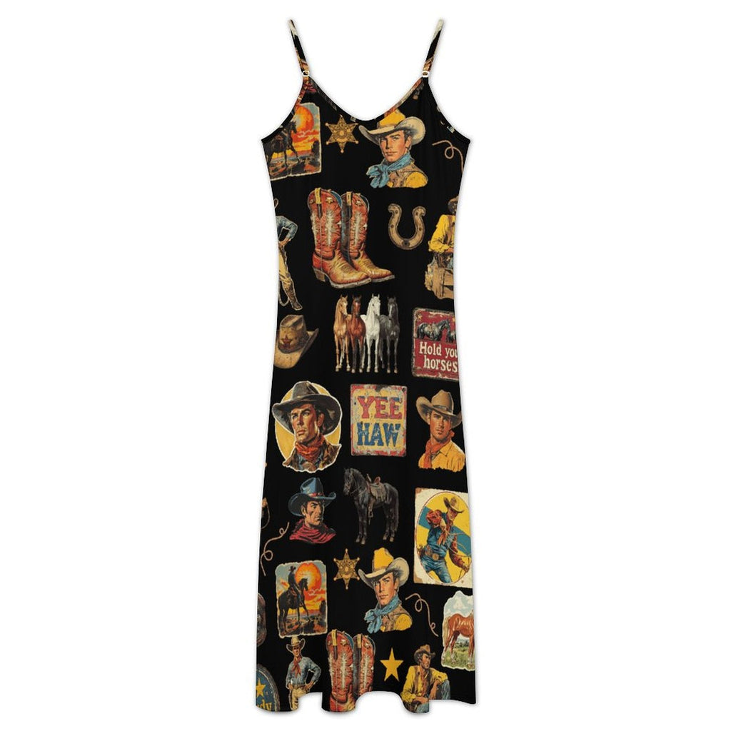 Baha Ranch Vintage Cowboy Collage Western Sun Dress