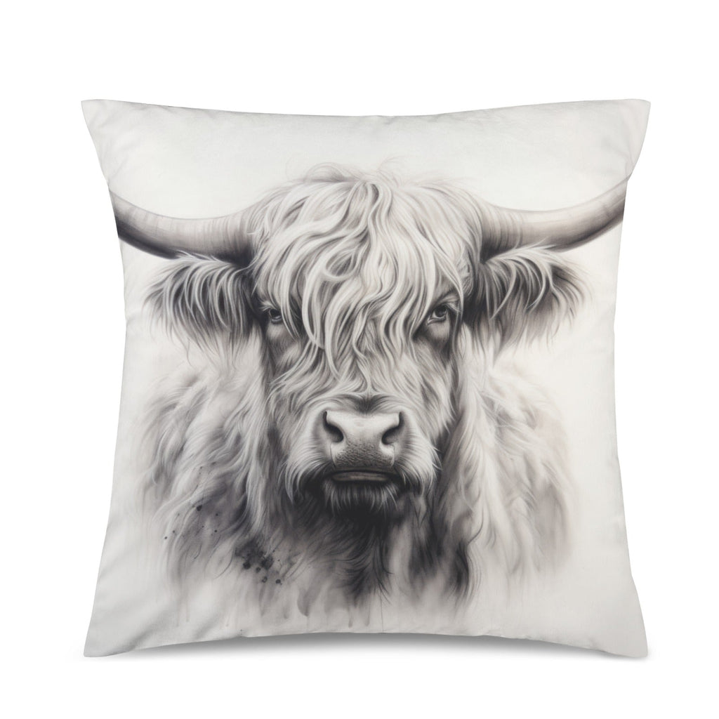 Baha Ranch Black White Highland Velvety Soft Pillow Cover Made in America