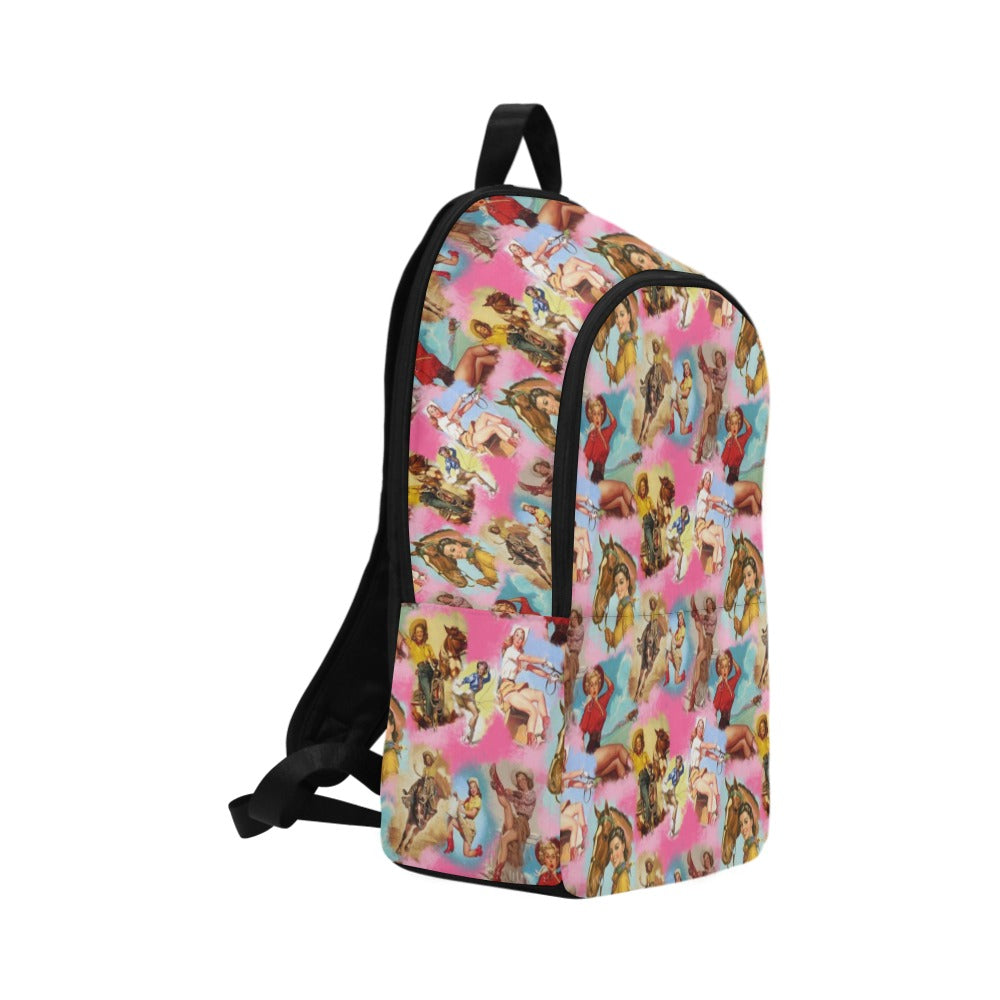 Baha Ranch Vintage Cowgirl Collage Backpack