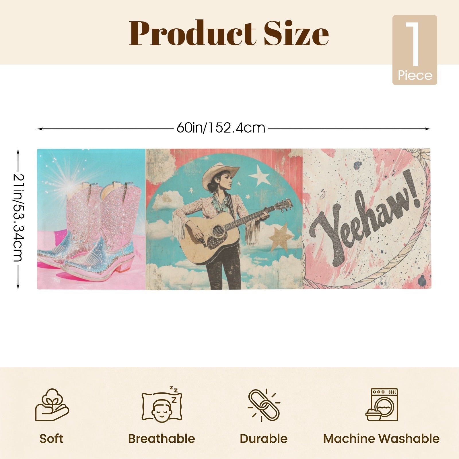 Baha Ranch Yeehaw Cowgirl Body Pillow Cover Made in America