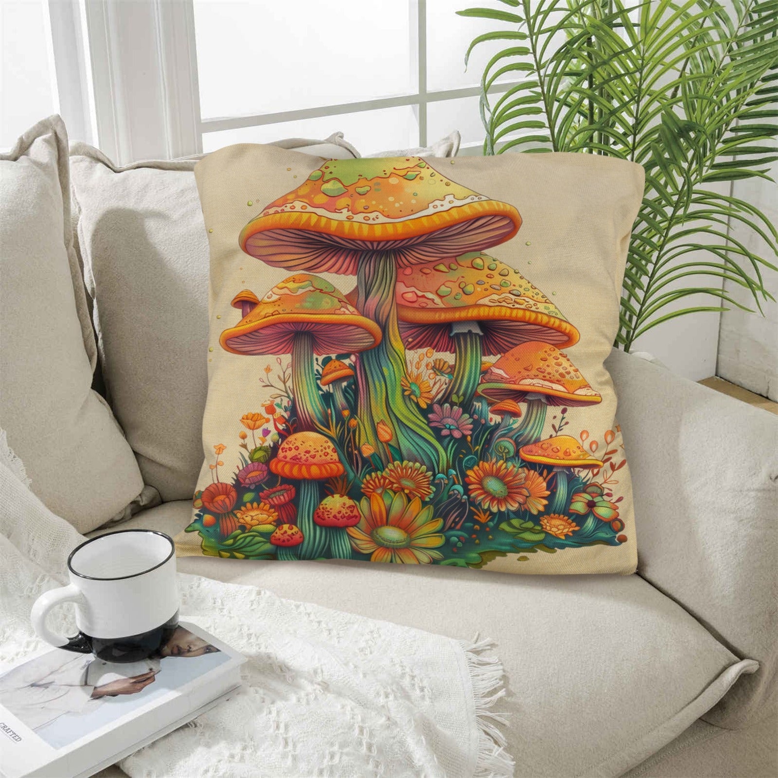 Baha Ranch Retro Mushrooms Pillow Case Made in America