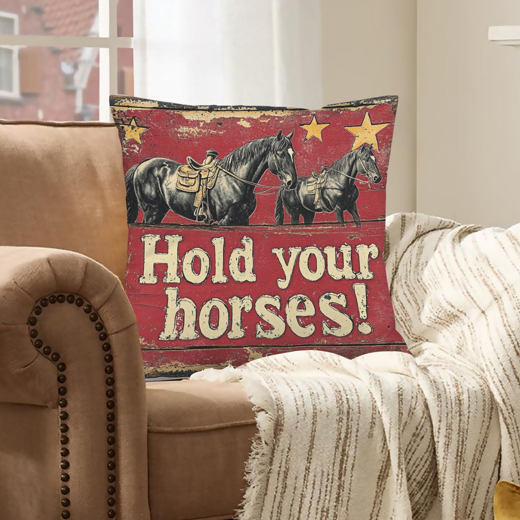 Baha Ranch Hold Your Horses Velvety Soft Pillow Case Made in America