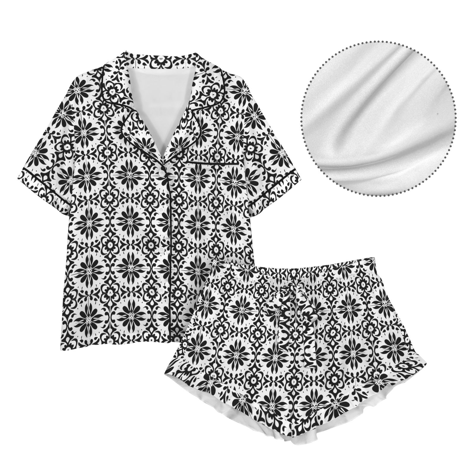 Baha Ranch Talavera Tile Mexican Print Southwest Satin Pajamas