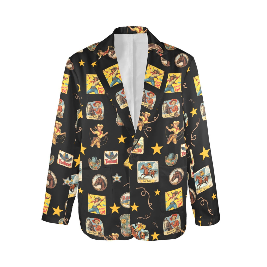 Baha Ranch Vintage Cowgirl Collage Western Blazer