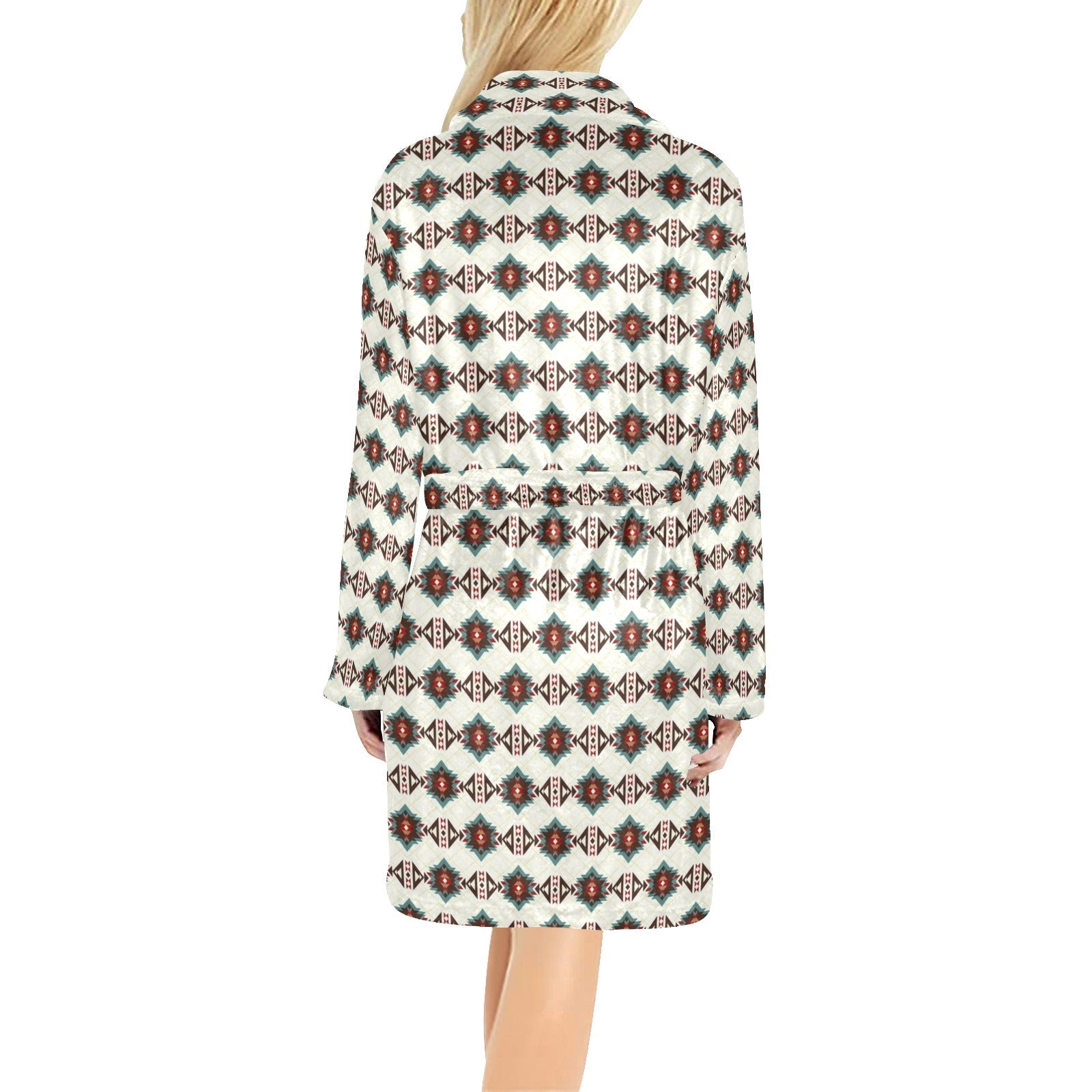 Baha Ranch White Aztec Women's Western Bath Robe