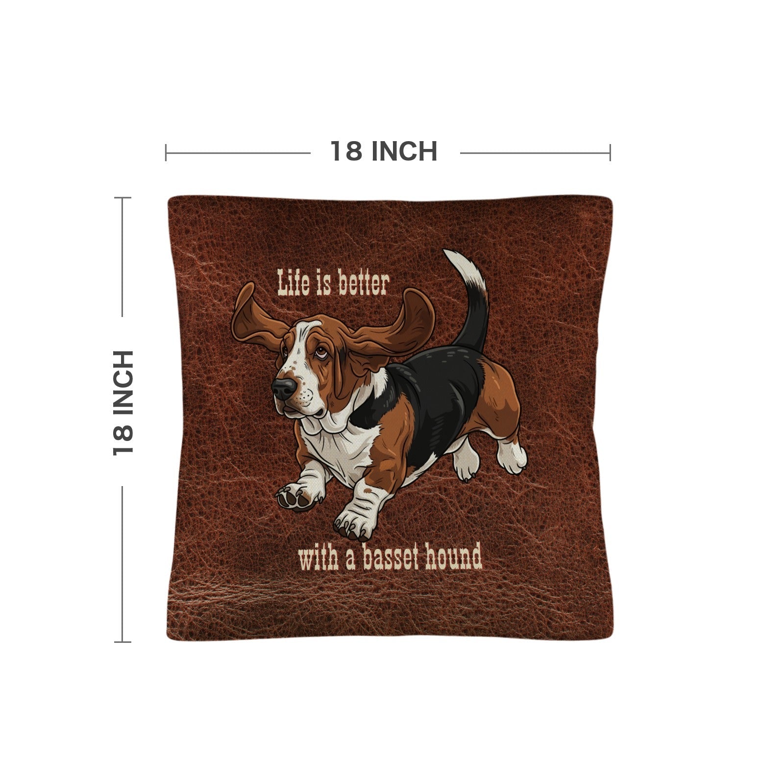 Baha Ranch Basset Hound Life is Better Throw Pillow Case Made in America
