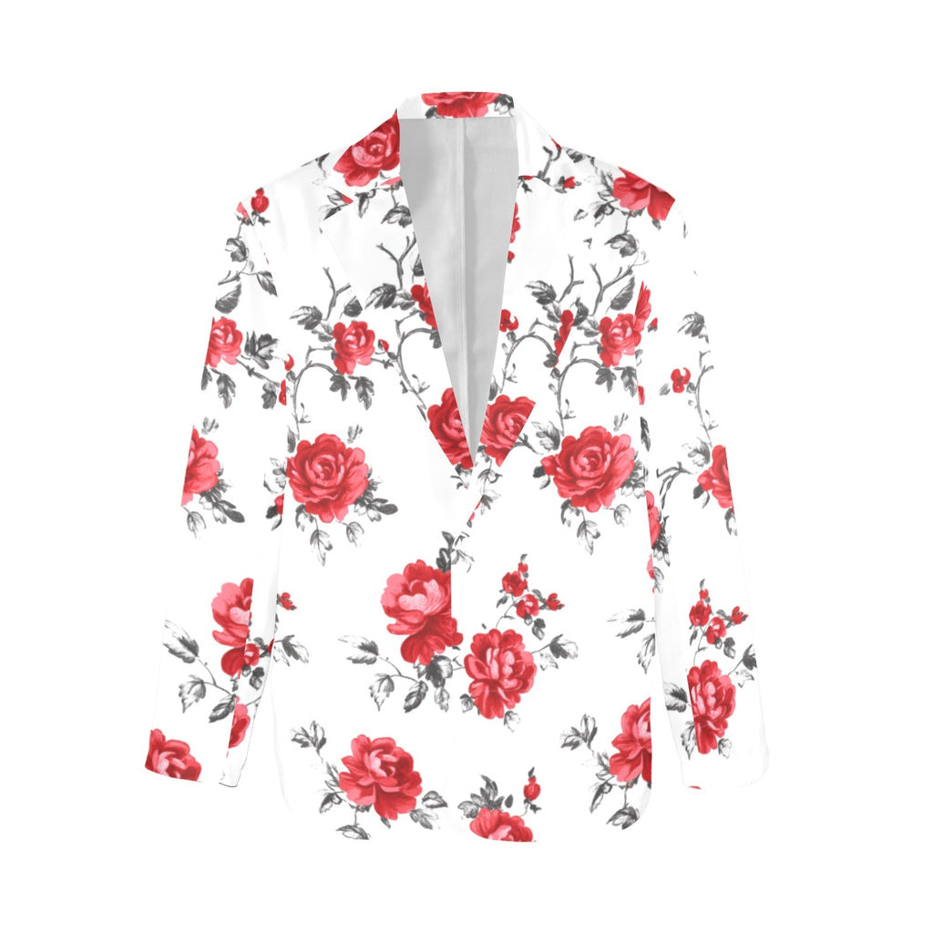 Baha Ranch Mexican Red Rose Floral Blazer