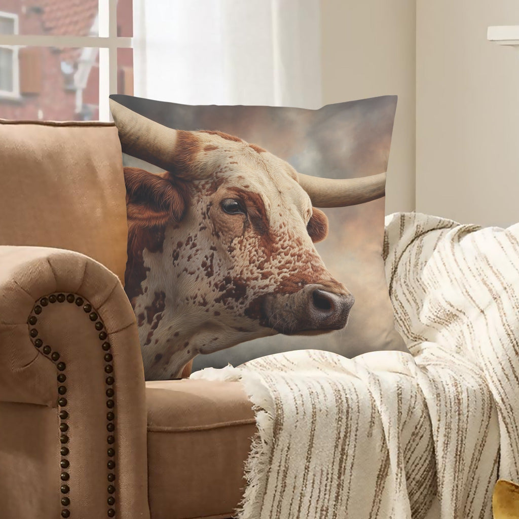 Baha Ranch Western Ranch Bull Velvety Soft Pillow Cover Made in America