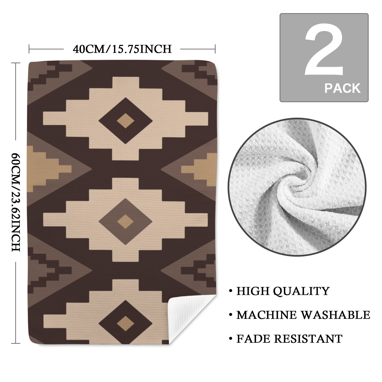 Baha Ranch Earth Aztec Set of 2 Dish Towels Kitchen Towel Made in America