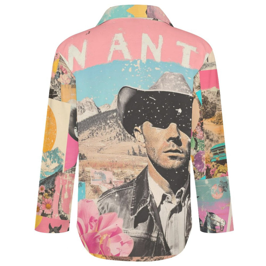 Baha Ranch Pop Western Wanted Button Up Blouse