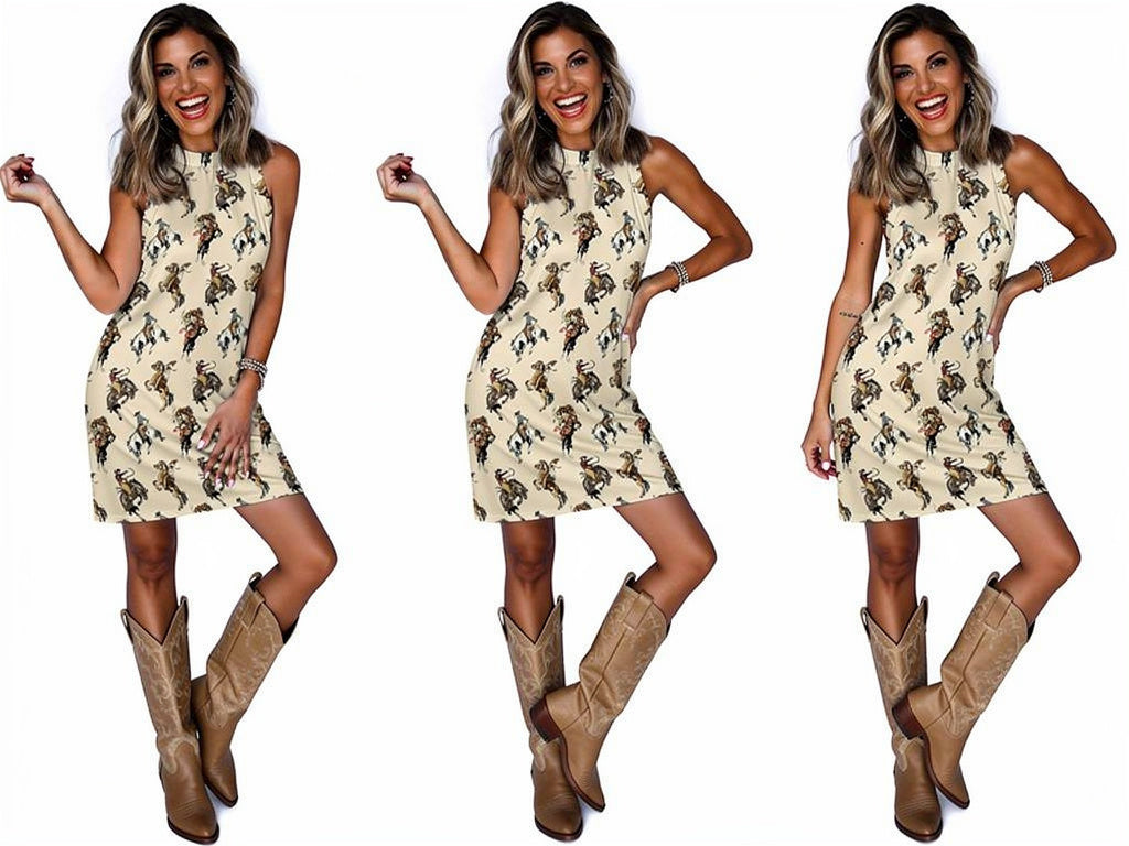 Baha Ranch Vintage Cowgirl Sleeveless Mini Dress