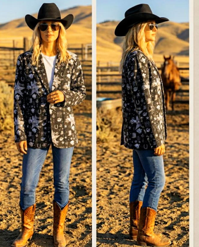 Baha Ranch Rhinestone Cowgirl Yeehaw Blazer Women's Blazer