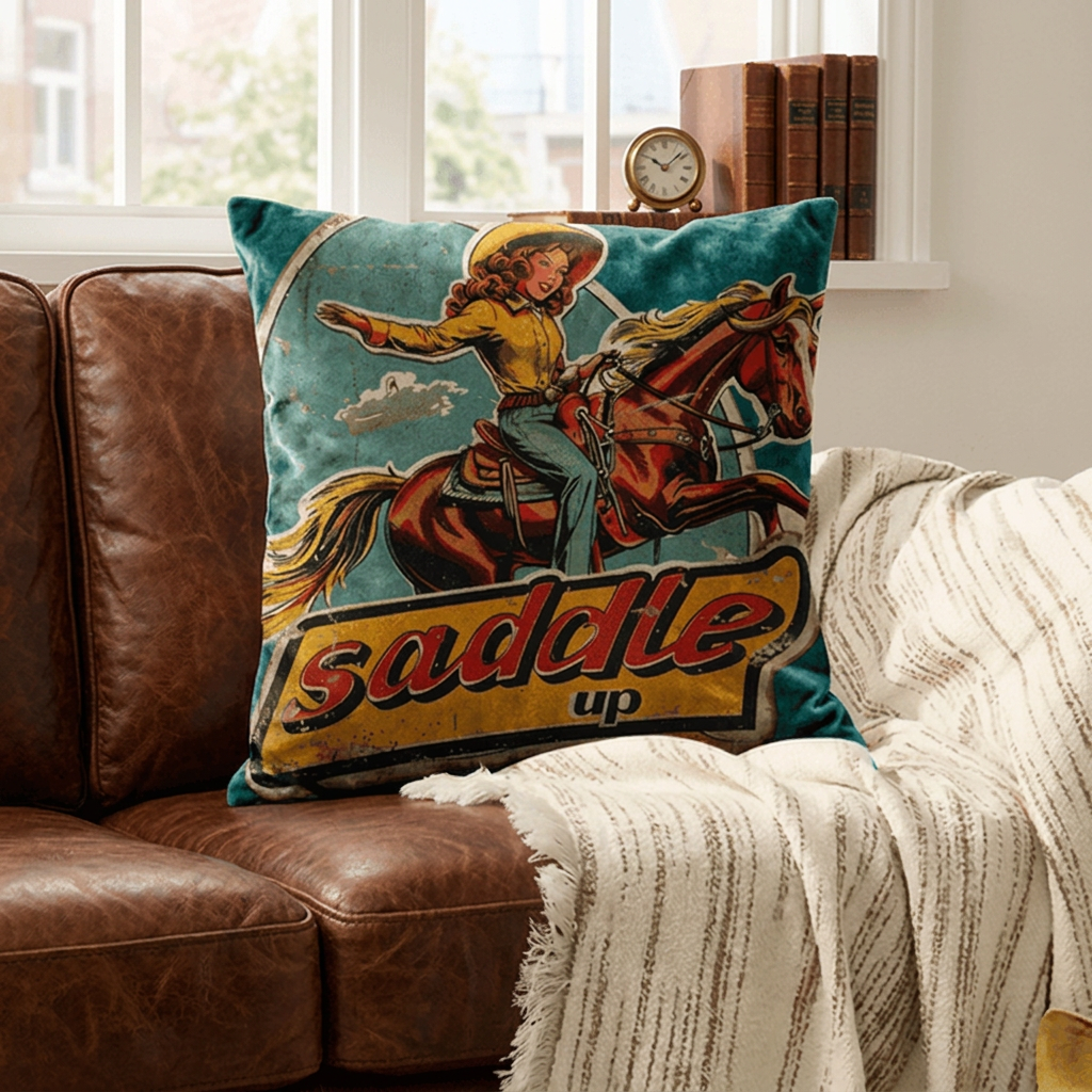 Baha Ranch Saddle Up Velvety Soft Pillow Case Made in America