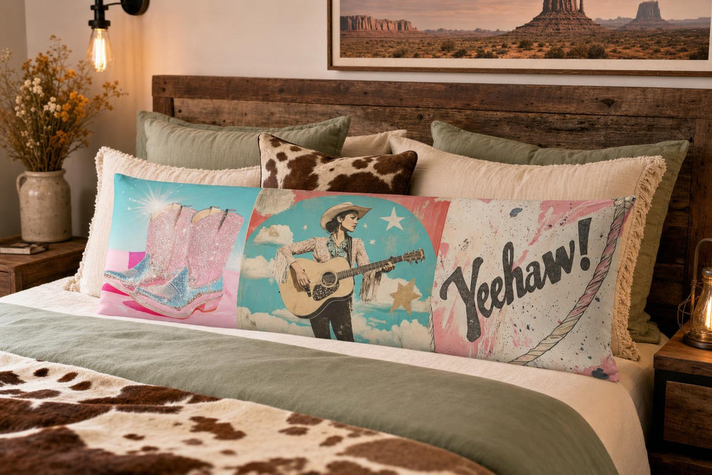 Baha Ranch Yeehaw Cowgirl Body Pillow Cover Made in America