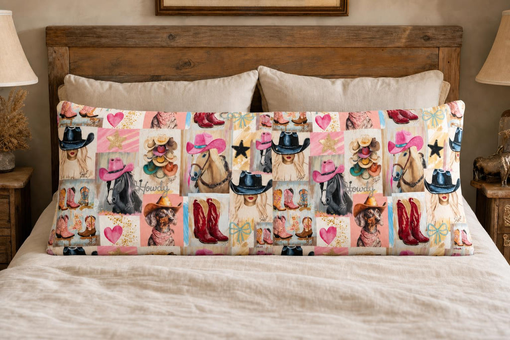Baha Ranch Painted Cowgirl Western Body Pillow Cover Made in America