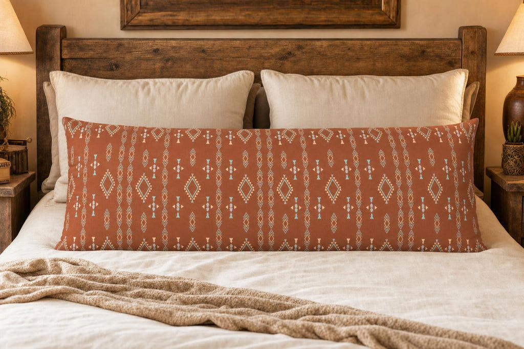 Baha Ranch Brown Aztec Body Pillow Cover Made in America