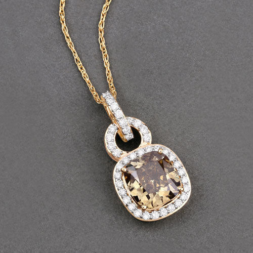 IGI Certified 2.50 Carat Genuine Brown Diamond Center and 0.31cttw White Diamond 18K Yellow Gold Pendant (2.81cttw)