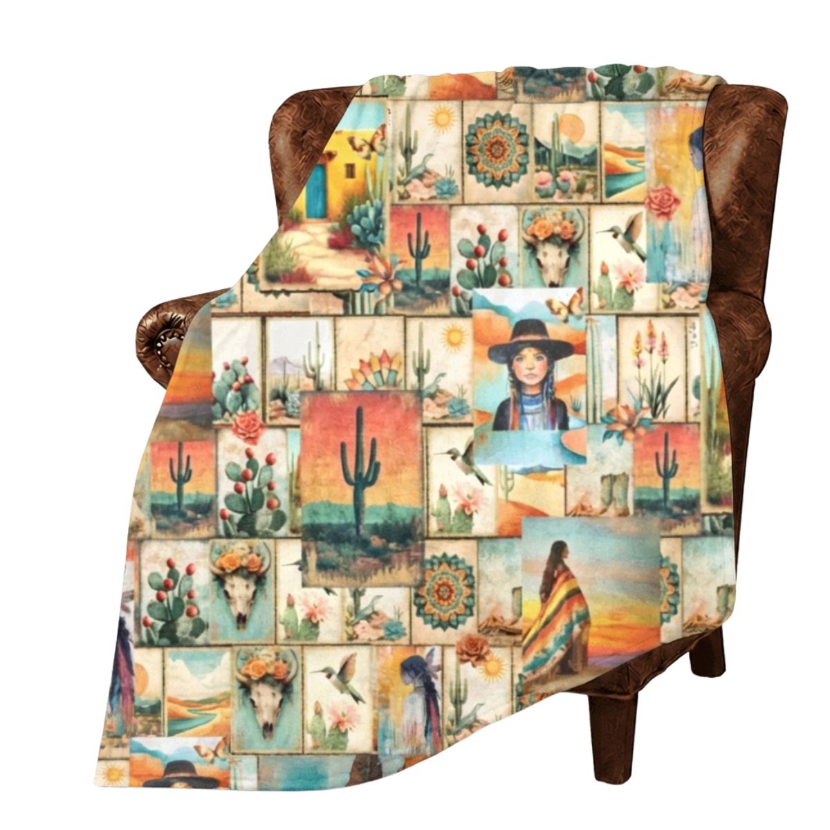 Baha Ranch Colores De Mexico Pictures of the Southwest 60" x 80" Throw Blanket Made In America