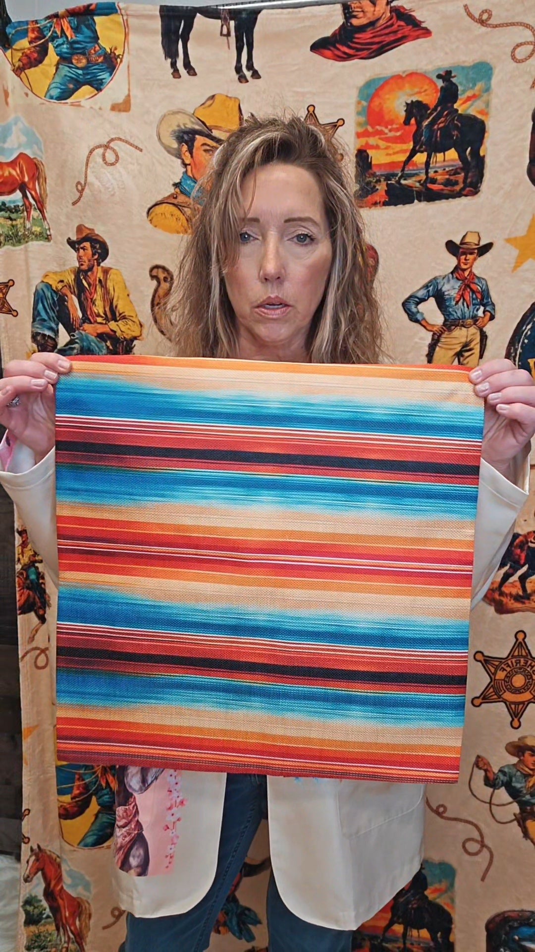 Baha Ranch Colores De Mexico Southwest Serape Pillow Case 18x18" Made in America
