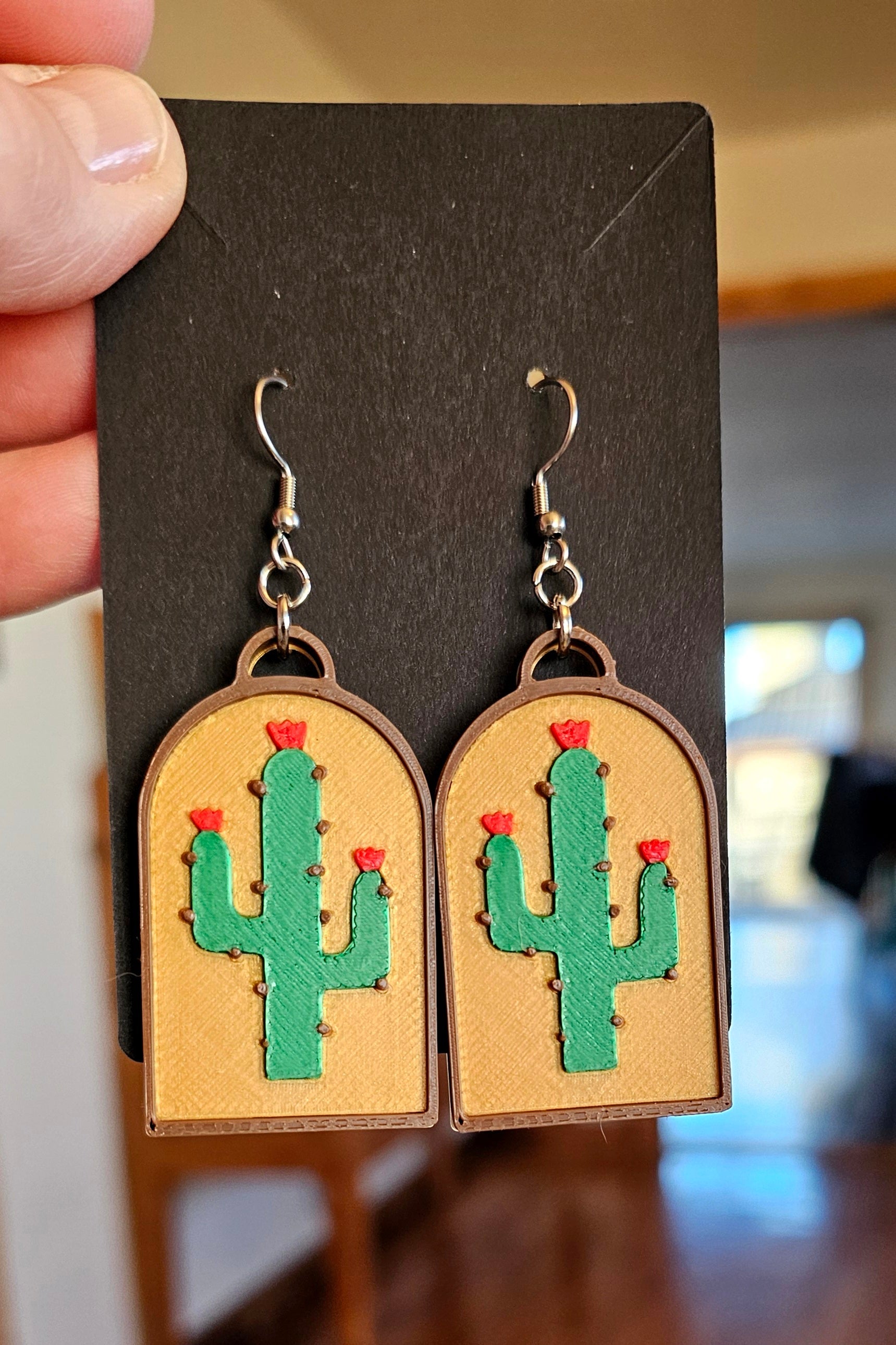3D Print Zia New Mexico Cactus Earrings Made in America