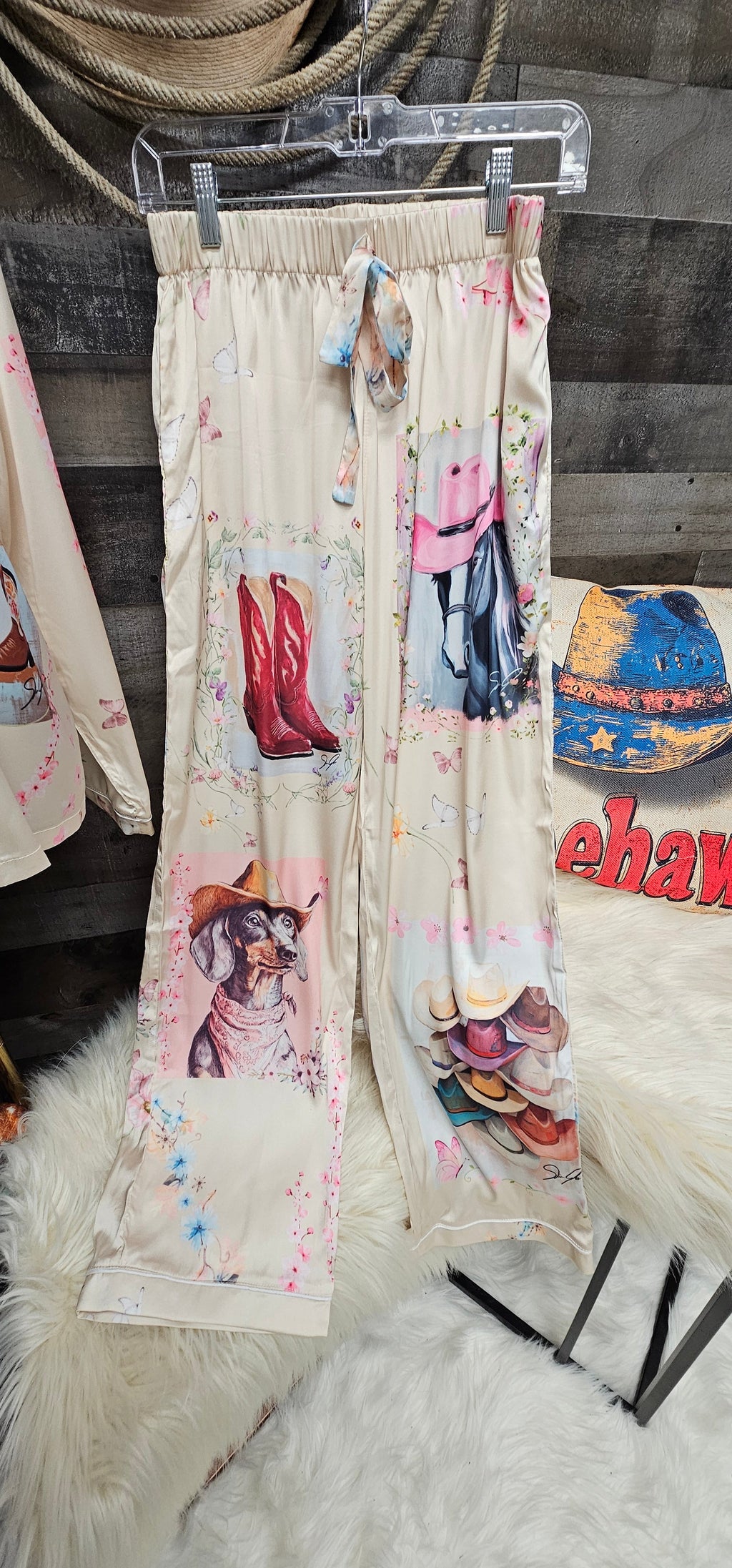 Baha Ranch Danilo Painted Cowgirl Satin Long Pajamas