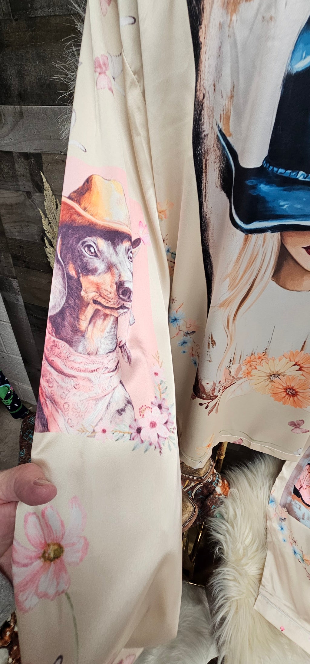 Baha Ranch Danilo Painted Cowgirl Satin Long Pajamas