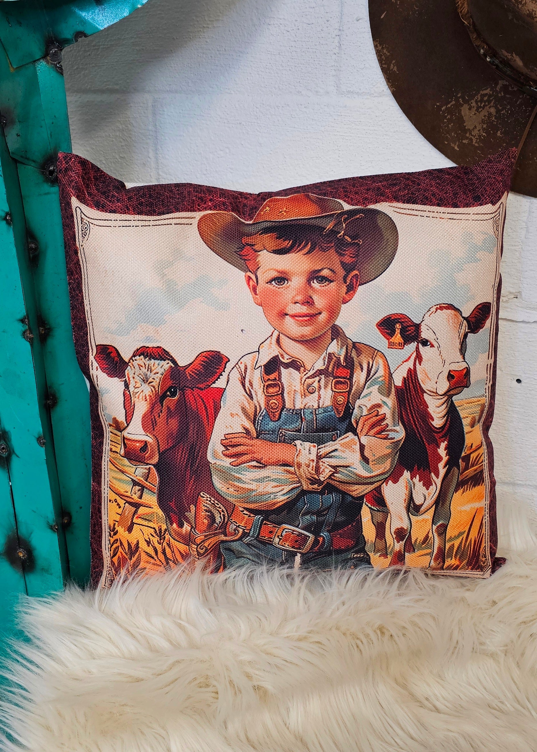 Baha Ranch Vintage Cowboy Pillow Case Made in America