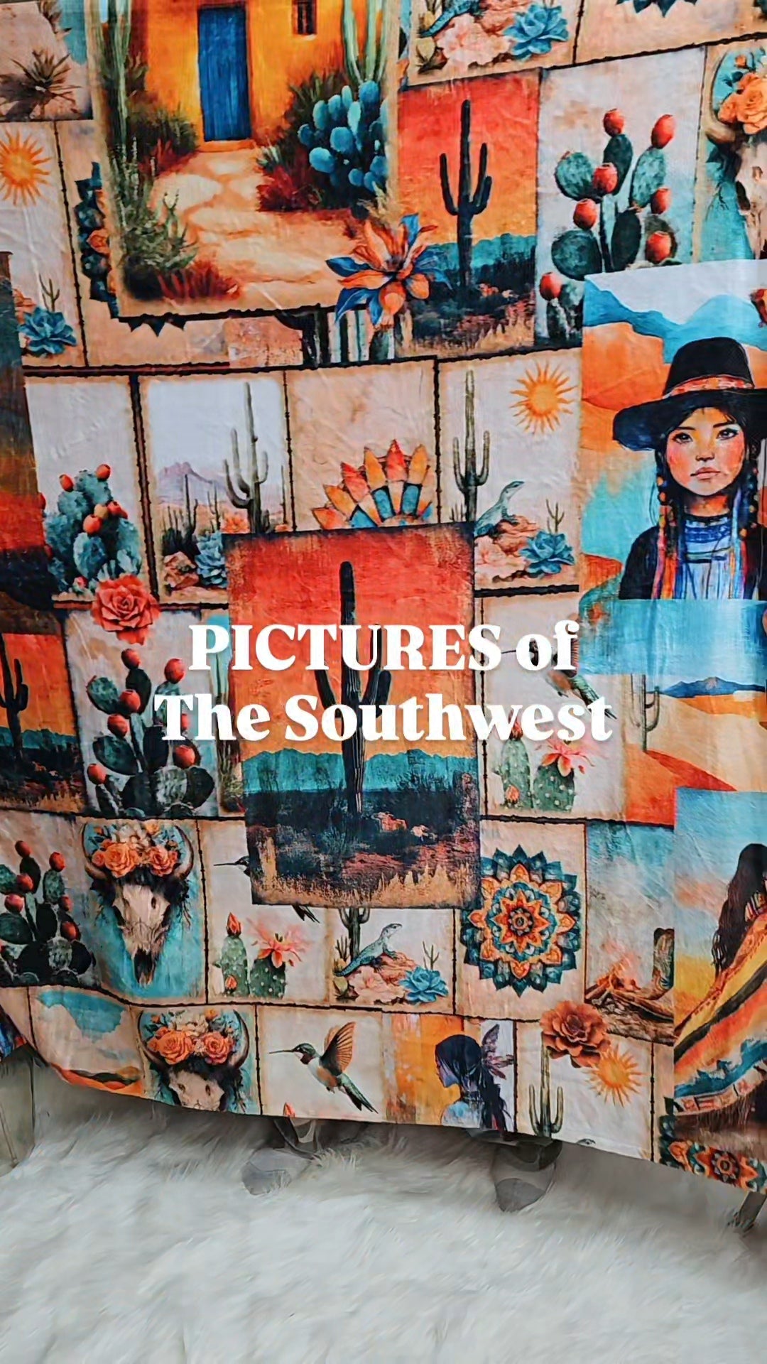 Baha Ranch Colores De Mexico Pictures of the Southwest 60" x 80" Throw Blanket Made In America