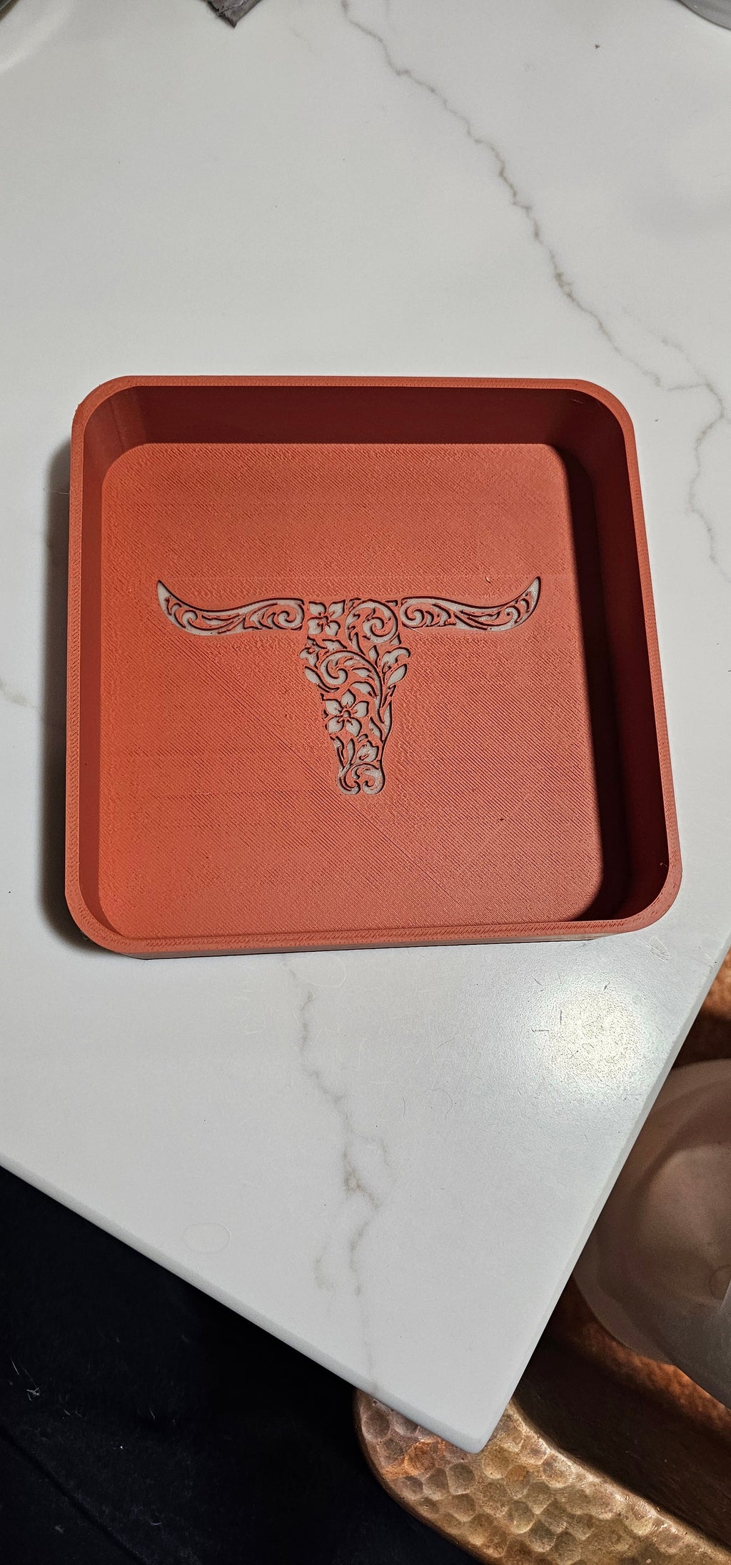 Baha Ranch 3d Print Western Longhorn Cowboy Cowgirl Accessory Tooled Tray