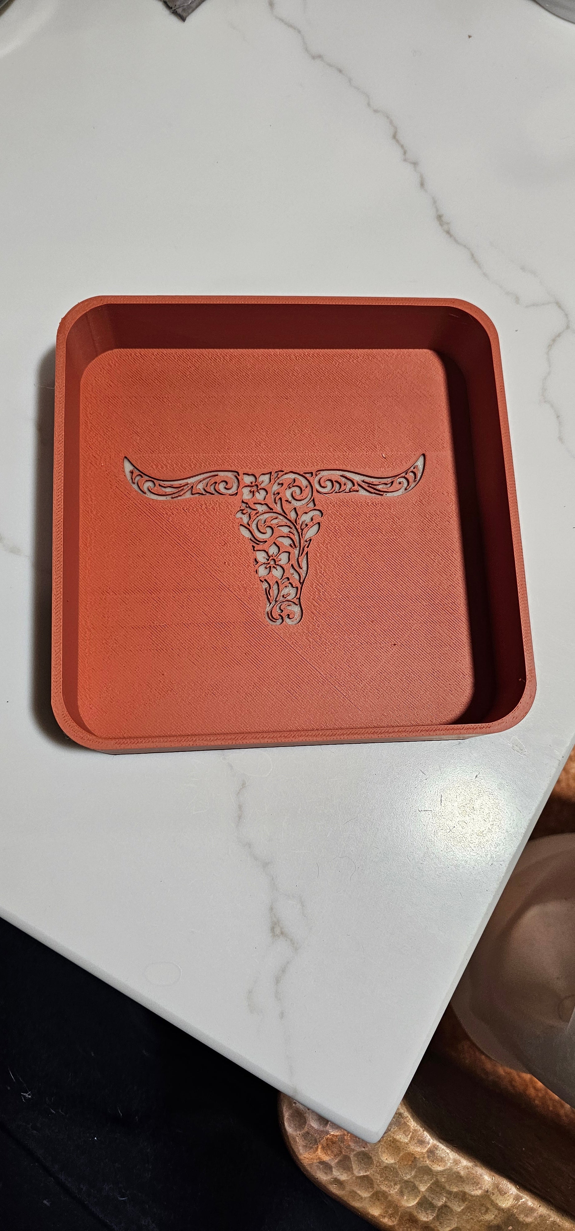 Baha Ranch 3d Print Western Longhorn Cowboy Cowgirl Accessory Tooled Tray