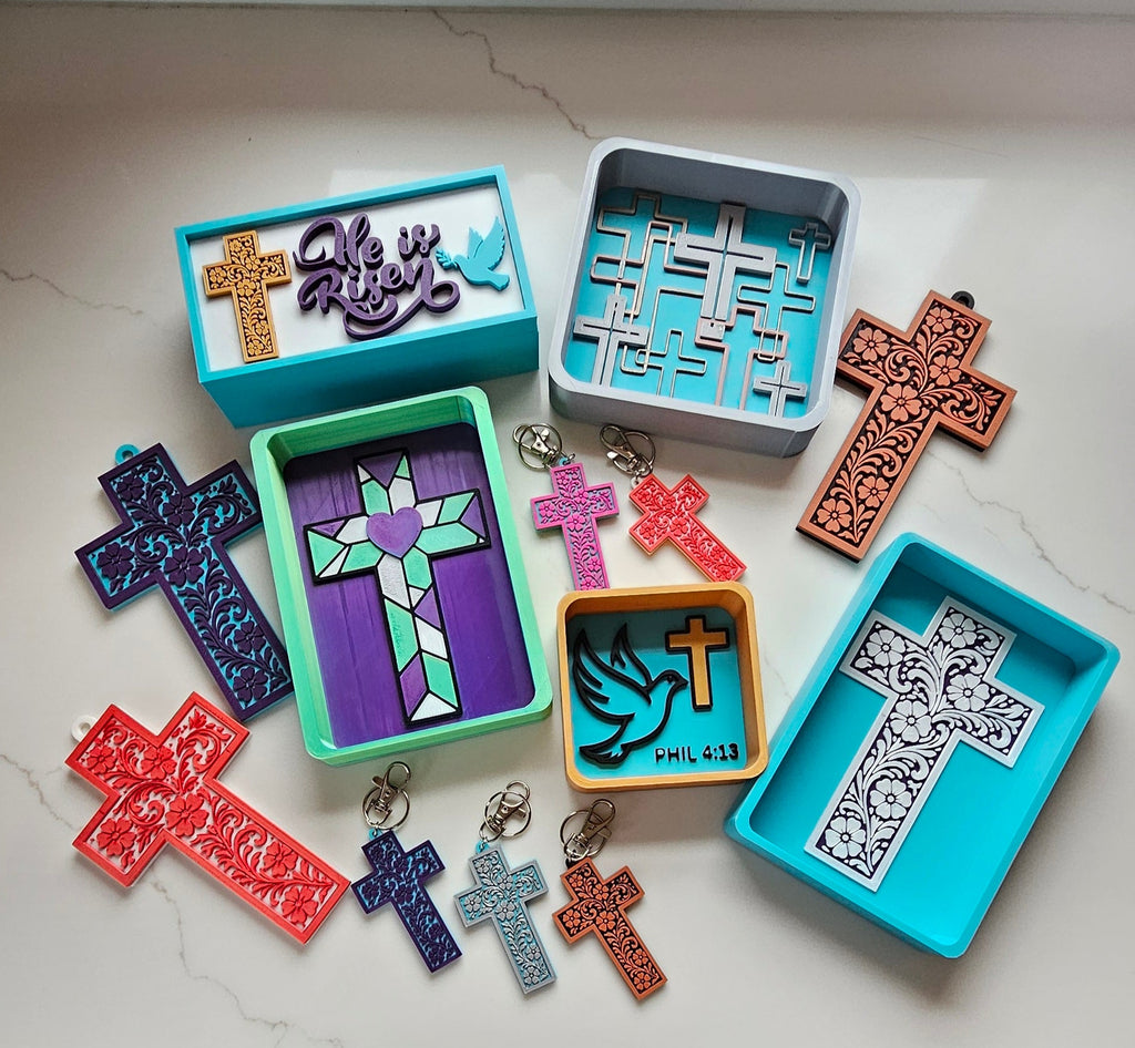 Baha Ranch 3D Faith Tooled Wall Cross or Keychain/Purse Charm Made in America