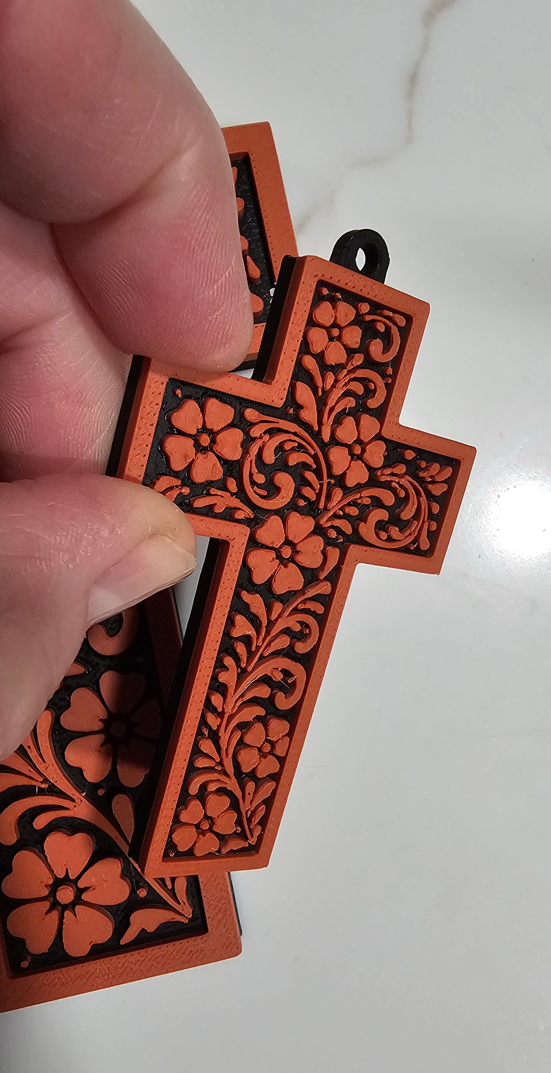 Baha Ranch 3D Faith Tooled Wall Cross or Keychain/Purse Charm Made in America