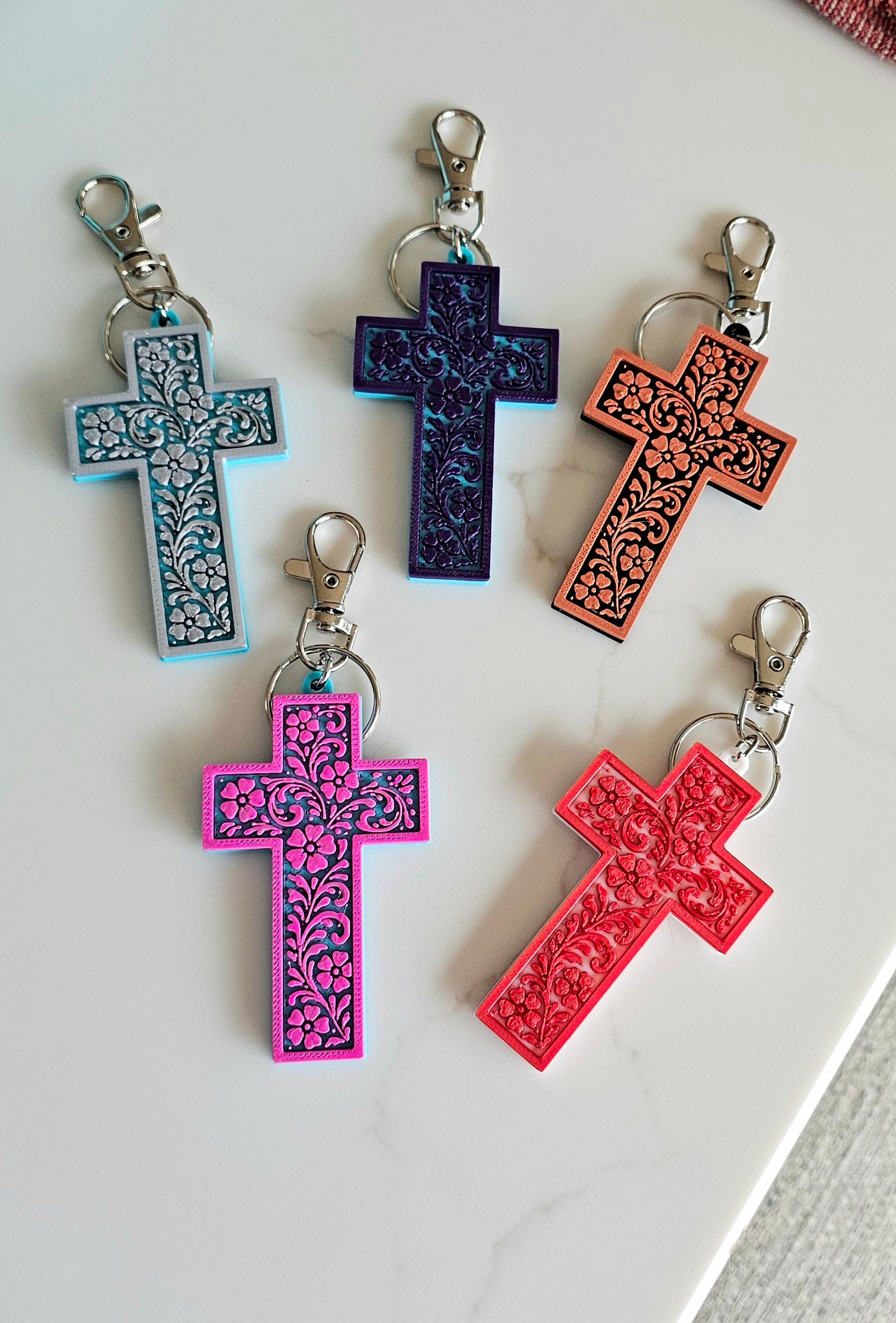 Baha Ranch 3D Faith Tooled Wall Cross or Keychain/Purse Charm Made in America