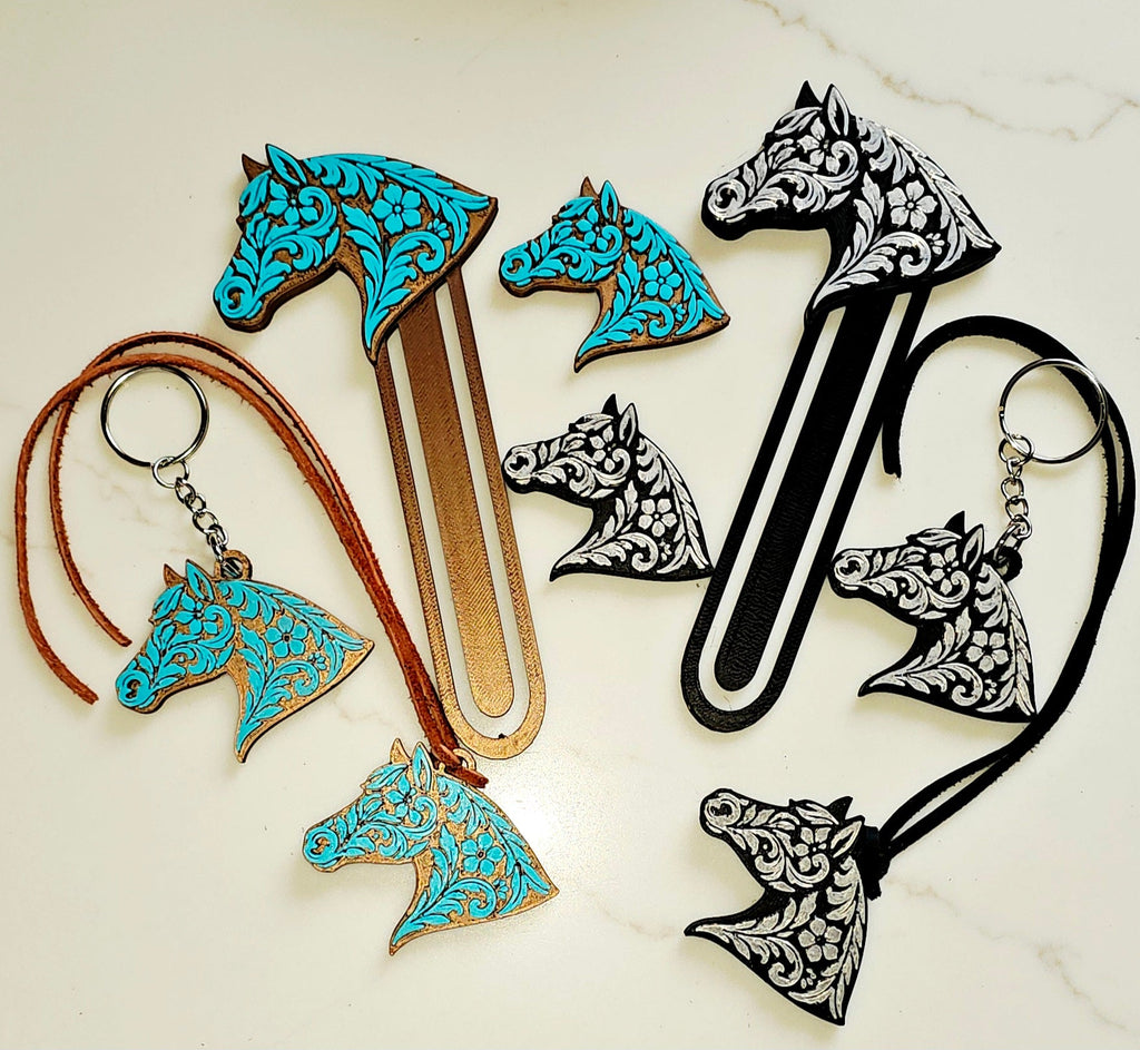 Baha Ranch Year of the Horse Tooled 3d Print Bookmark Keychain Hatpin Magnet Purse Charm Made in America