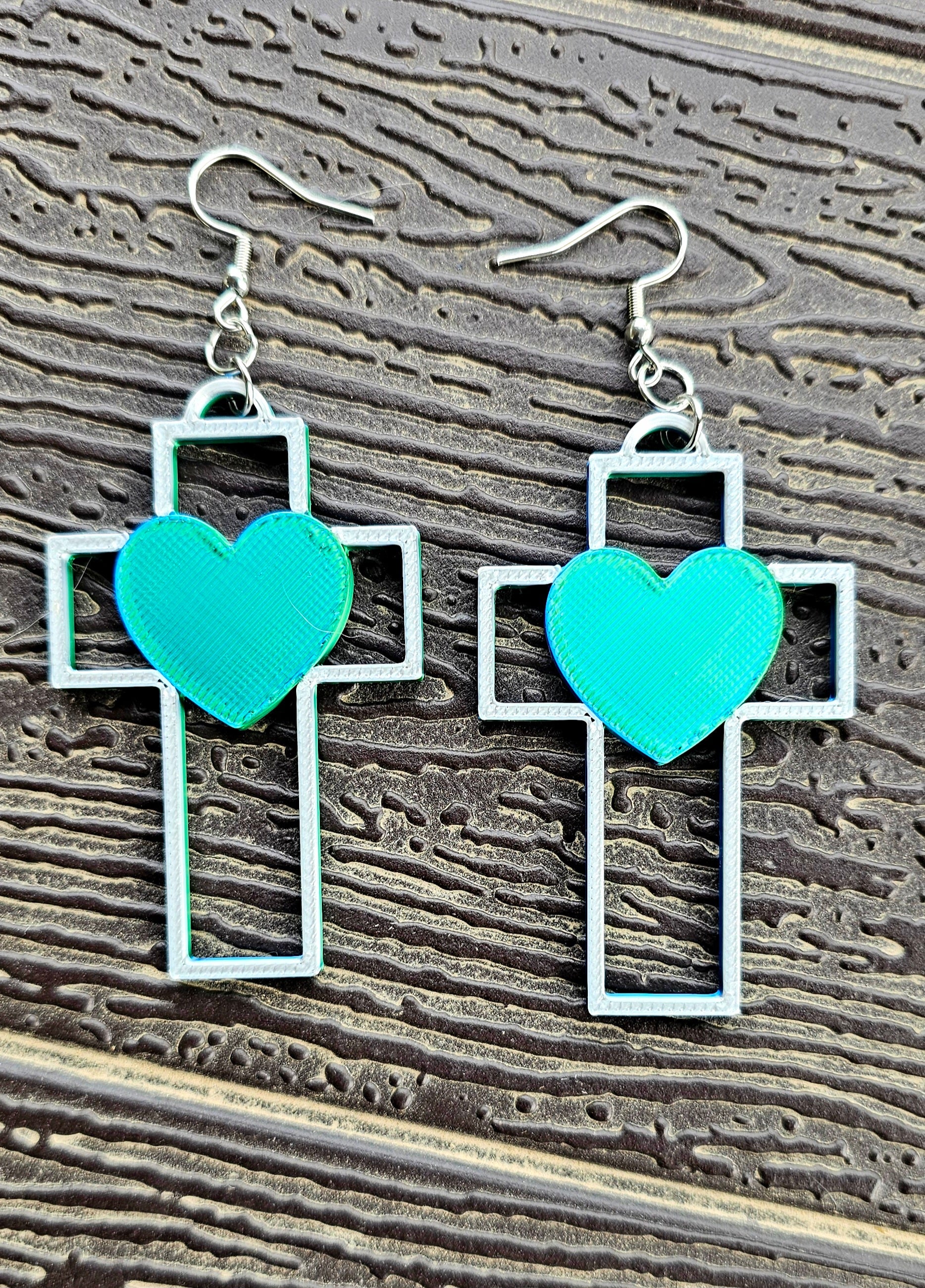 3D Print Christian Cross Faith Earrings Made in America