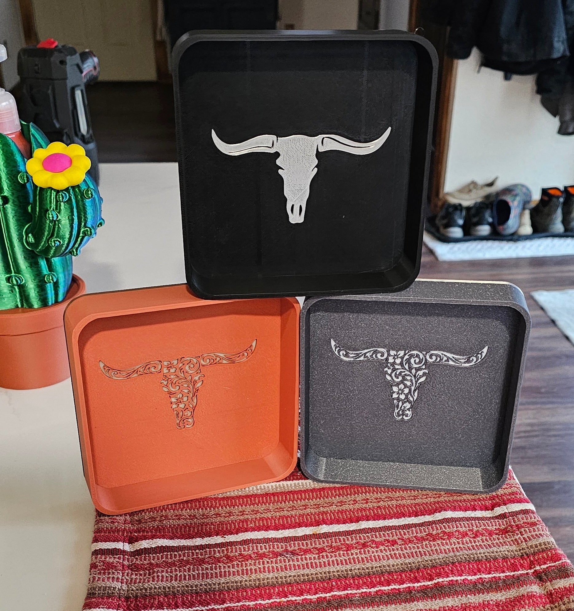 Baha Ranch 3d Print Western Longhorn Cowboy Cowgirl Accessory Tooled Tray