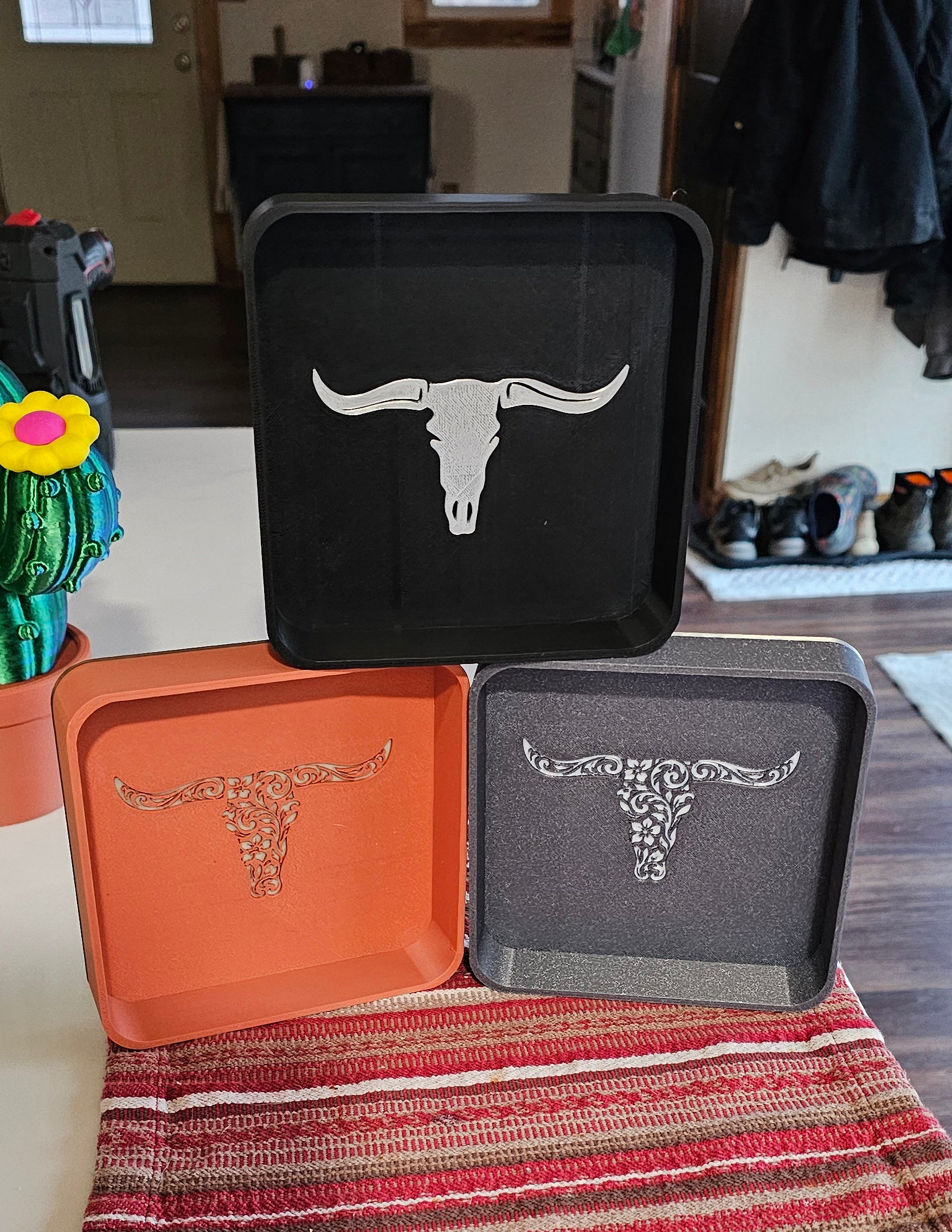 Baha Ranch 3d Print Western Longhorn Cowboy Cowgirl Accessory Tooled Tray