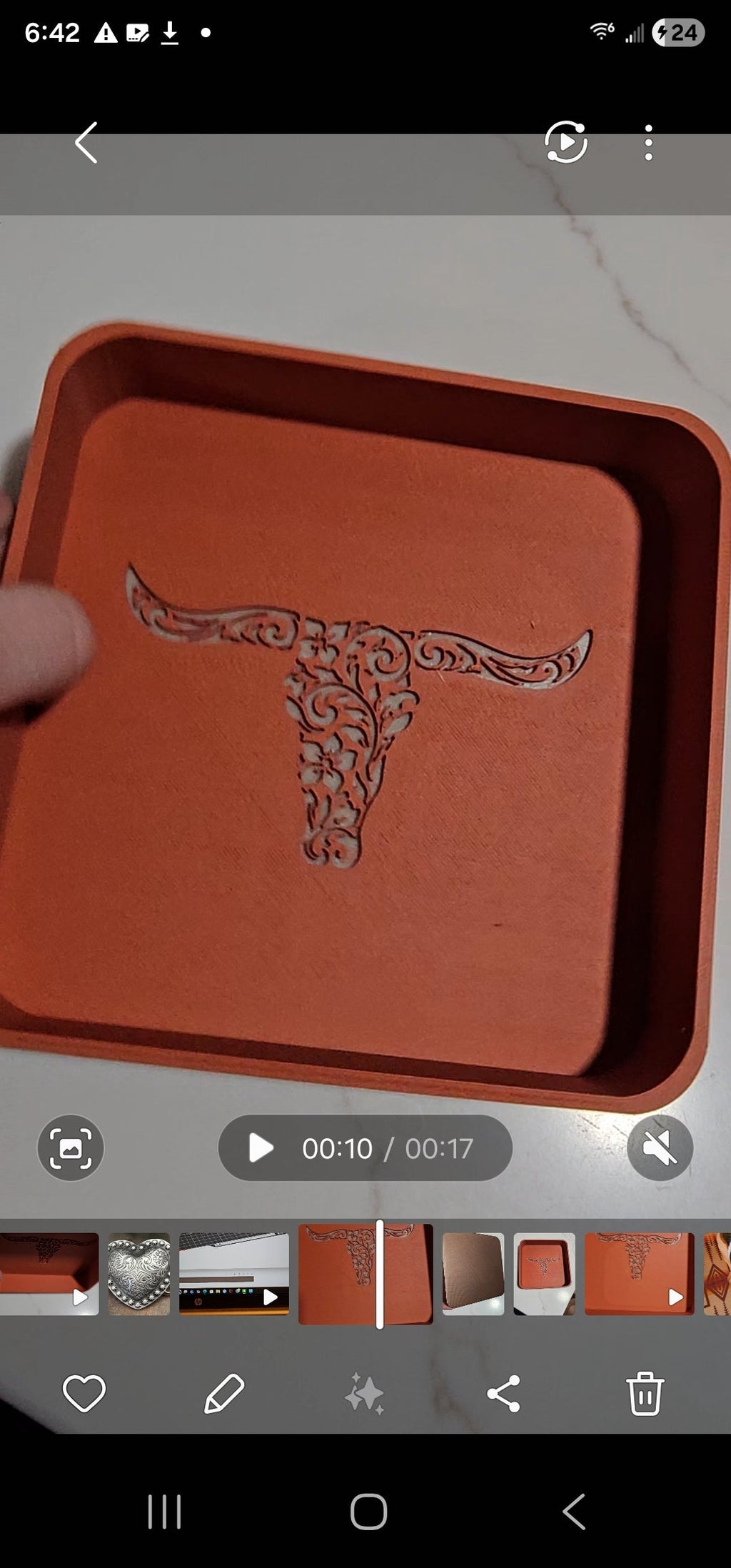 Baha Ranch 3d Print Western Longhorn Cowboy Cowgirl Accessory Tooled Tray