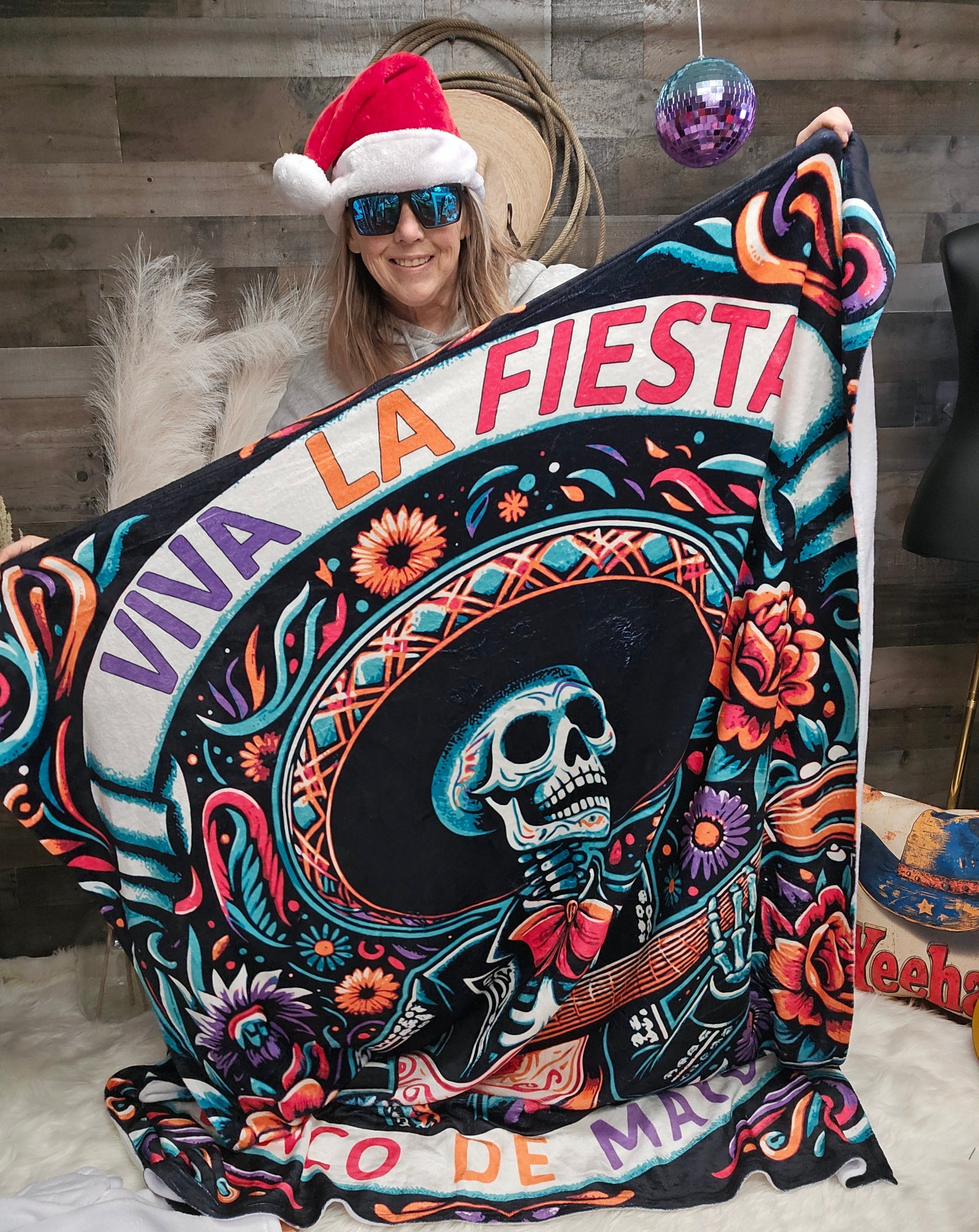Baha Ranch Cinco De Mayo Dia de los Muertes Throw Blanket Ultra-Soft Micro Fleece Blanket 60" x 80" Made in America
