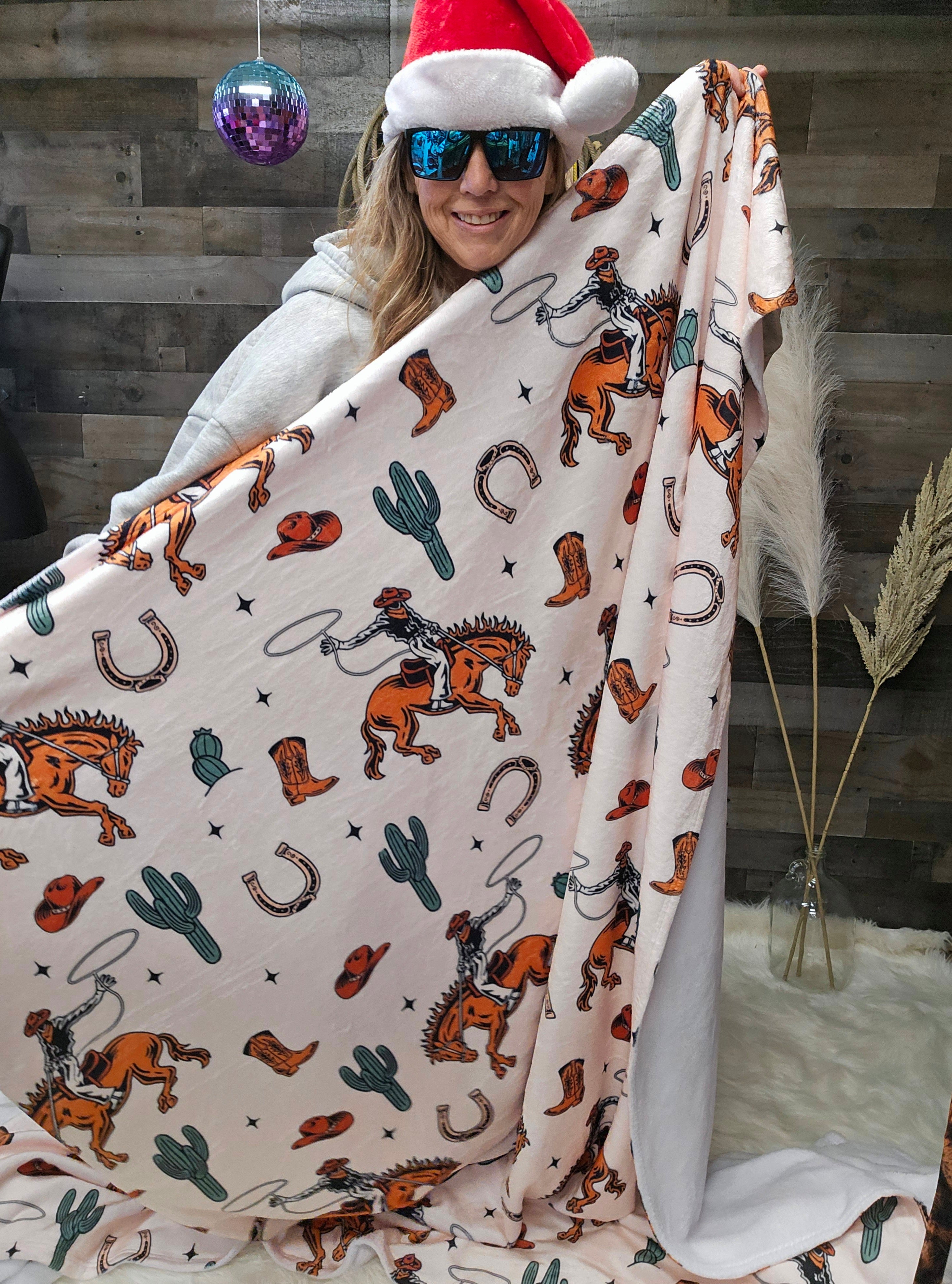Baha Ranch Rodeo Cowboy Throw Blanket Ultra-Soft Micro Fleece Blanket 60" x 80" Made in America