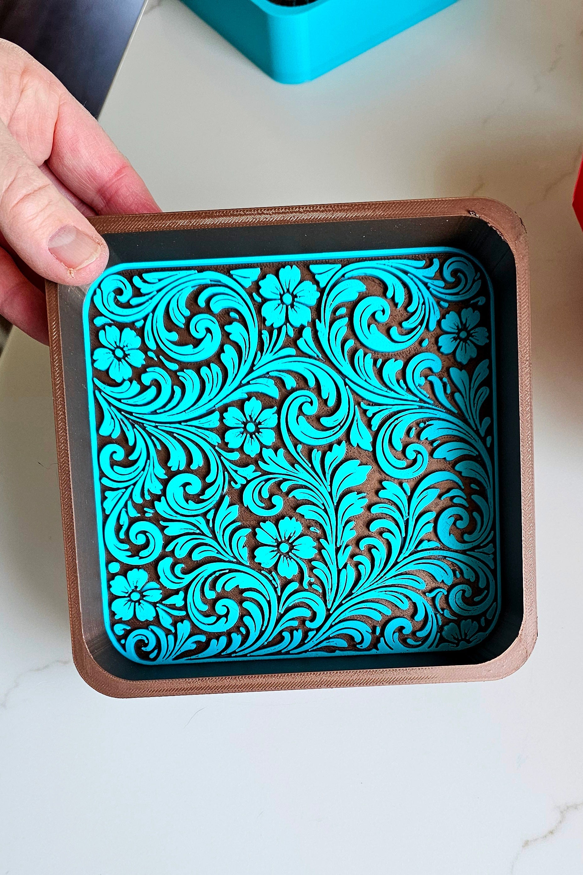 Baha Ranch 3d Print Western Longhorn Cowboy Cowgirl Accessory Tooled Tray