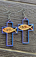 3D Print Christian Cross Faith Earrings Made in America