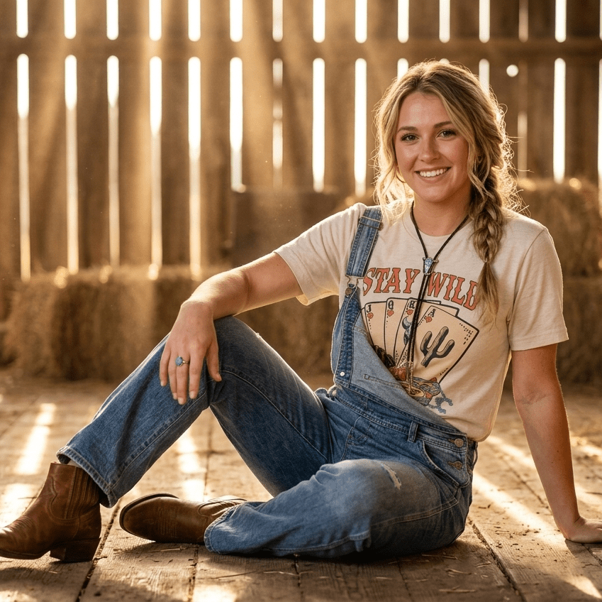 "Stay Wild" Western Graphic Tee — Pre-Shrunk 50/50 Blend Sublimation Western Statement