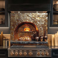 Rustic Brick Oven Kitchen Backsplash – Copper Look Tempered Glass Backsplash