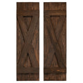 X-Bar Exterior Wood Shutters - Cedar - Set of 2